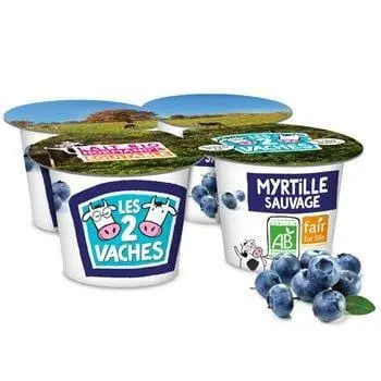 Les 2 Vaches Organic Blueberry Yoghurt 4x115g