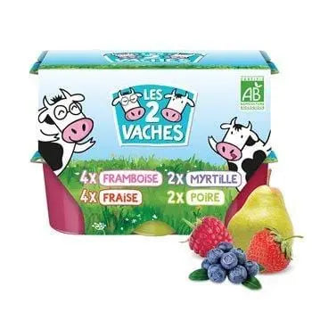 Les 2 Vaches Yoghurt Les P'tits Miam Fruits 12x50g