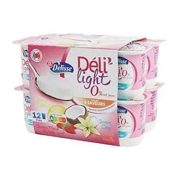 Délisse 0% flavoured yoghurt 4 flavours - 12x125g