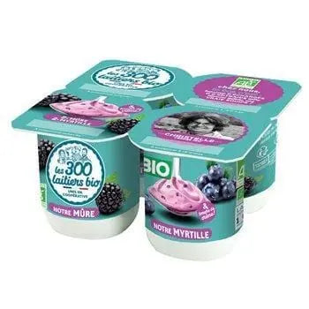Les 2 Vaches Organic Blackberry Blueberry Yoghurt 4x125g