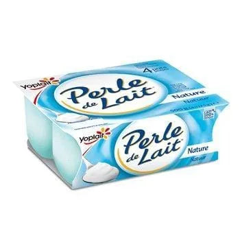 Yoplait Perles de Lait Nature 4×125g pack of creamy natural French yoghurts.