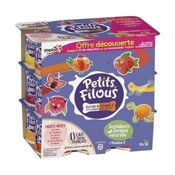 Fromage Petits filous Yoplait Frais, fruits panachés - 18x50g