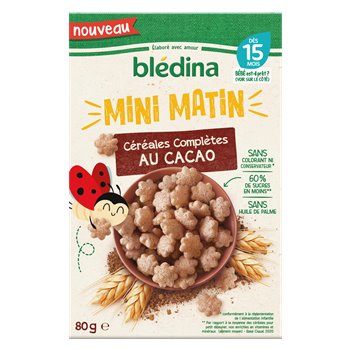 Bledina Mini Matin Ceréales Complètes Cacao Dès 15mois 80g