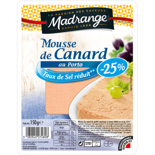 Madrange Mousse de Canard au Porto -25 % Sel