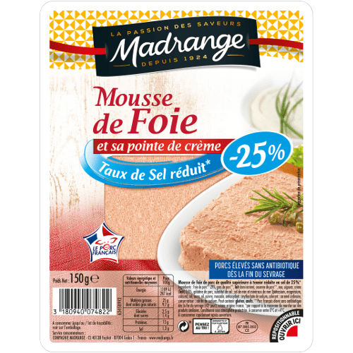 Madrange Mousse de Foie -25 % Sel