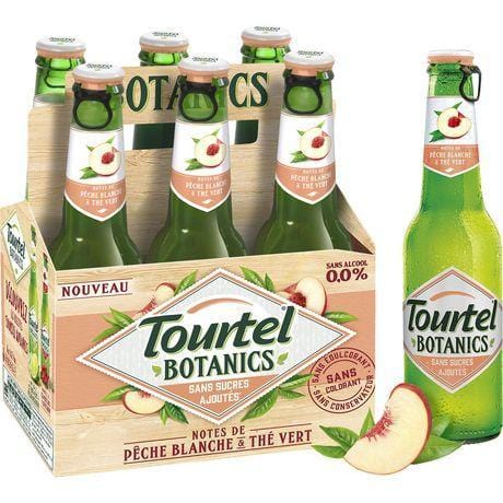 Tourtel Botanics Biere sans Alcool Peche Blanche The Vert 6x 275 ml