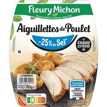 Aiguillettes Fleury Michon poulet rôti -25% de sel - 2x75g