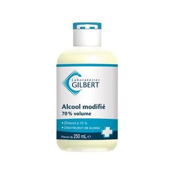 Alcool modifié 70% GILBERT - Flacon 250 ml - Offre Grand Volume - Alcool 70°  - Robé vente matériel médical