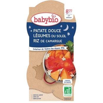 Babybio Legumes du Soleil Patates Douces Riz de Camargue 2x200g