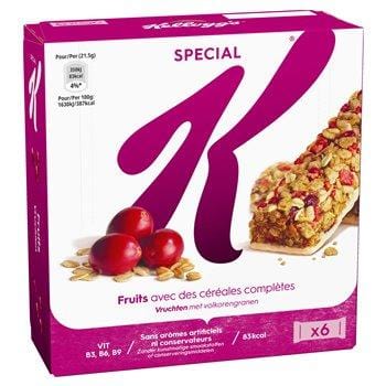 Barres céréales Special K Kellogg's Fruits rouges 6x21,5g