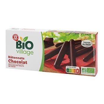 Bâtonnets enrobés Bio Village 16 barres chocolatées - 200g
