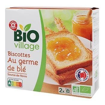 Biscottes Bio Village Au germe de blé x36 - 300g