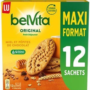Biscuit petit déjeuner Belvita Miel/pépites chocolat - 650g
