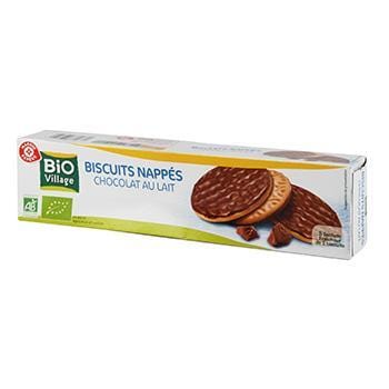 Biscuits nappés Bio Village Chocolat au lait 200g