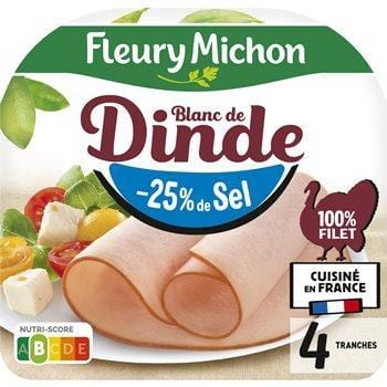 Blanc de dinde Fleury Michon -25% de sel x4 - 160g
