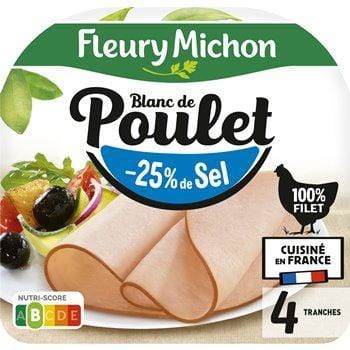 Blanc de poulet Fleury Michon -25% de sel x4 - 160g