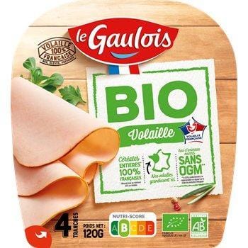 Blanc Volaille Bio Le Gaulois Sans OGM - 4 tranches - 120g