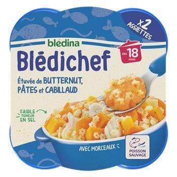 Blédichef Cabillaud Bledina Etuvée de butternut pate 2x250g