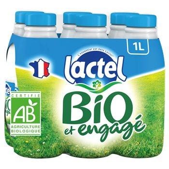 Lactel Lait Bio Demi Ecrémé UHT 6x1L
