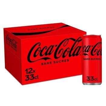 Canettes Coca-cola Zéro Soda sans sucre - 12x33cl