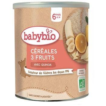 Céréales Babybio  - Dès 6 mois  Céréales 3 fruits - 220g
