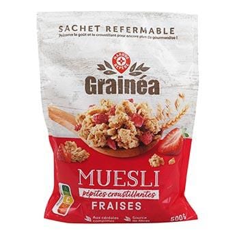 Céréales muesli Grainea Fraise, croustillant - 500g