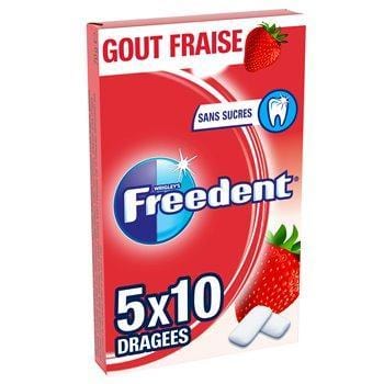 Chewing-gum Freedent Fraise 5x10 dragées 70g