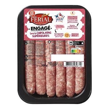 Chipolatas Férial Viande de Porc Français x6 330g
