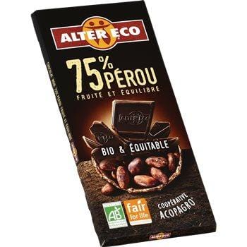 Chocolat noir Alter Eco  Bio 75% de cacao - 100g