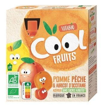 Compote Cool Fruits bio Vitabio Pomme Pêche Abricot - 4x90g