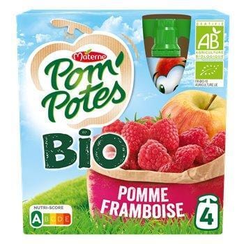 Pom Potes Compote Pomme Framboise Bio 4x90g