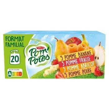 Compotes Pom'Potes Materne Abricot/fraise/banane 20x90g