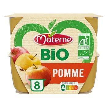 Compotes Pomme Bio Materne Sans sucre ajoutés - 8x100g