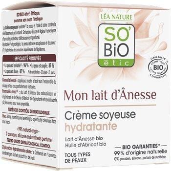 Crème soyeuse Bio Lait d'anesse Hydratante px sèches sens. 50ml