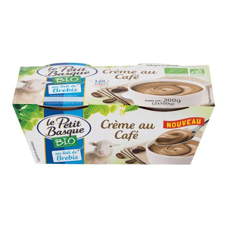 Le Petit Basque Crème Dessert Café au Lait de Brebis Bio 2x100g