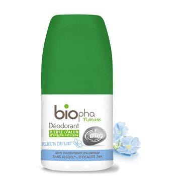 Déodorant bille Biopha Nature Pierre d'Alun Fleur de lin-50ml