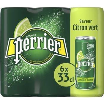 Eau gazeuse Perrier aromatisée Citron vert - 6x33cl