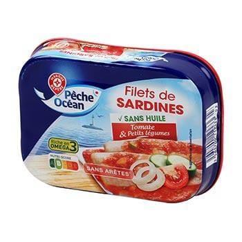 Filets sardines Pêche Océan Tomate légumes Sans arête -100g