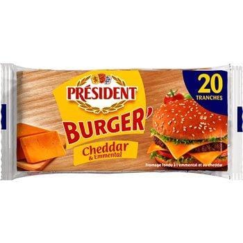 Fromage burger Président  Emmental/cheddar 20 tr - 340g