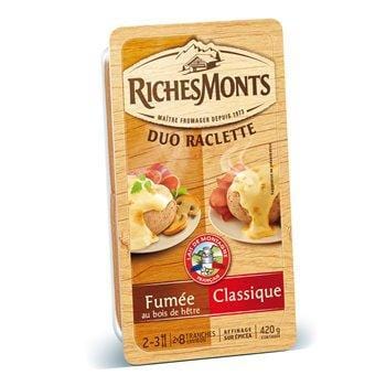 Fromage raclette Richesmonts Tranche duo nature-fumé - 420g