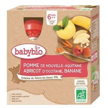 Gourde bébé Babybio - 6 mois Abricot/banane/pomme - 360g