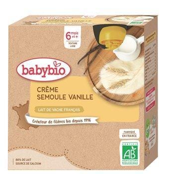 Gourde crème semoule Babybio  Vanille - 4x85g