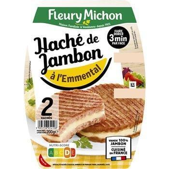 Haché de jambon Fleury Michon emmental fondu -  2x100g