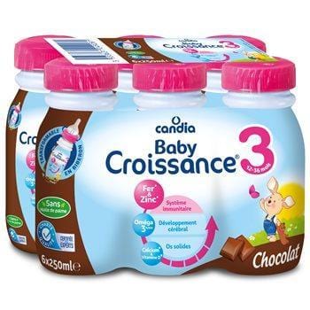 Candia Baby Croissance 3 Chocolat 12 à 36 mois 6x25cl