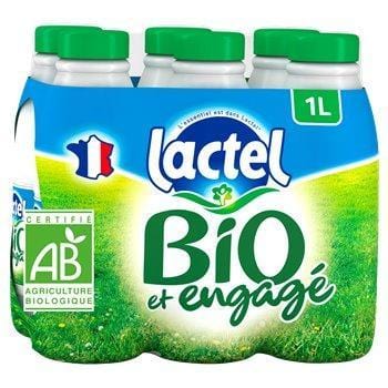 Lactel Lait Bio Ecrémé 6x1L