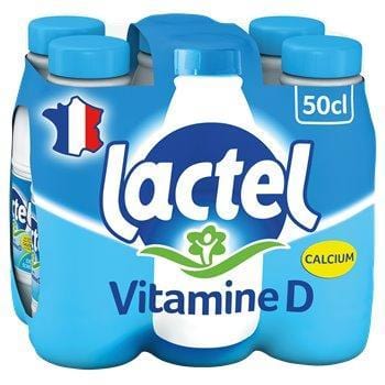 Lait demi-écrémé Lactel avec Vitamine D - 6x50cl