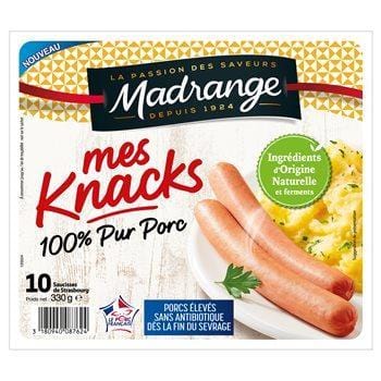 Mes Knacks Madrange 100% pur Porc - x10 - 330g