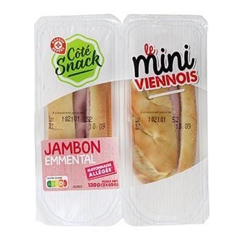 Mini sandwich Côté Snack Viennois jambon - 130g