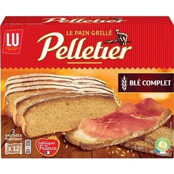 Pain grillé Pelletier blé au blé complet x24 - 500g