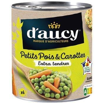 Petits pois carottes D'Aucy Extra tendres -  530g